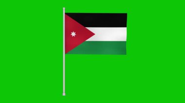 A jordanian flag waves against a green screen. Perfect for compositing and adding a touch of national pride to your project. Use this animated image for various needs.