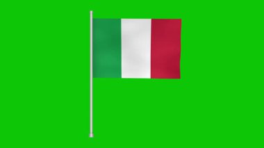 a waving italian national banner on a green screen provides a versatile design element. perfect for projects needing a patriotic touch. use for graphics and more. chroma key ready.