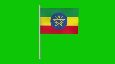 a looped depiction of the ethiopian flag waving against a green backdrop. ideal for patriotic projects or cultural representations. seamless motion graphic for various uses.