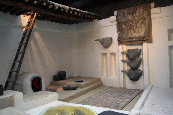 Ankara 'da, Türkiye, Ağustos/03/2010-catal Huyuk veya catalhoyuk Sanctuary, Bull Heads from7th Milenyum, Anadolu medeniyetler Müzesi, Ankara Anadolu medeniyeti müze dahil rekonstrüksiyonu, Türkiye,