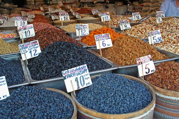 Puesto Mercado Frutas Secas Pequeño Casco Antiguo Ankara Turquía — Foto de Stock