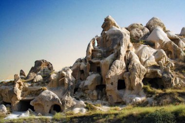 muhteşem manzara, erozyon, Göreme Vadisi ve çevresi, Kapadokya, Türkiye tarafından tamamen heykel 
