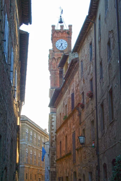 Pienza Talya 2011 Üzerinde Rönesans Ortaçağ Binaları Ile Eski Şehir — Stok fotoğraf