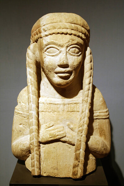 At Chiusi - Italy - On O1/08/2011 - etruscan funerar statue  in National Etruscan Museum 