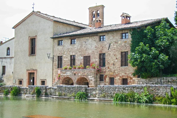 Het Plein Van Bagno Vignoni Gebouwd Rond Een Fontein Van — Stockfoto