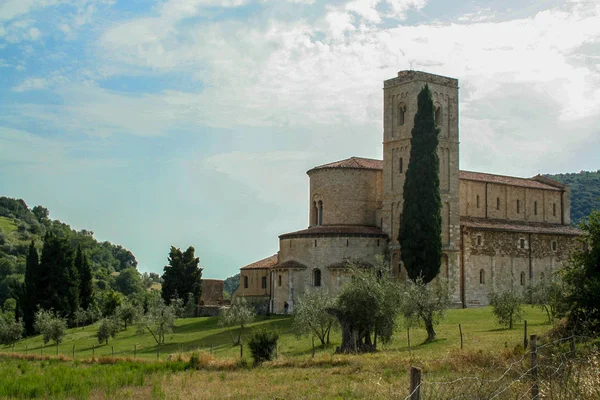 Opactwo Sant Antimo Pięknej Toskanii — Zdjęcie stockowe