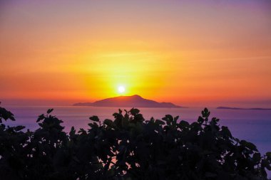 Manzara dan mount San Costanzo, Massa Lubrense, gün batımında Sorrento, Sorrento'nın yarımadasının