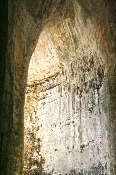 Orecchio Dionigi Antica Prigione Greca Chiamata Latomie Nel Parco Archeologico — Foto Stock
