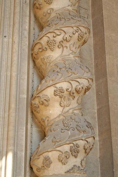 Sculpted Columns Cathedral Syracuse Italy — Stock Photo, Image