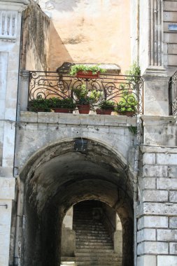 Modica eski şehir ve onun geç Barok binalar görünümü