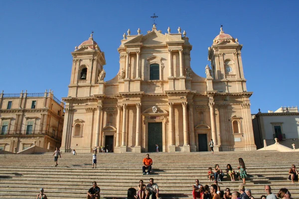 Noto Itálie Barokní Kostel Svatého Mikuláše Neoklasicistní Kopule — Stock fotografie