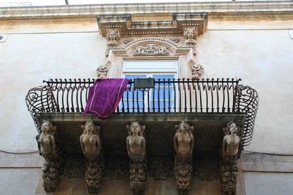 Balcony Late Baroque Style Nicolaci Palace Noto Sicily Italy — Stock Photo, Image