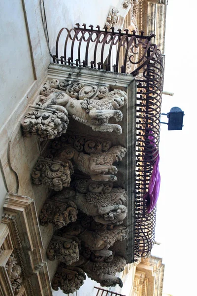 Balcone Stile Tardo Barocco Palazzo Nicolaci Noto Sicilia Italia — Foto Stock