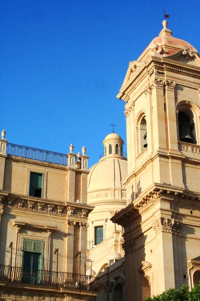 Catedral Barroca San Nicolás Con Una Cúpula Neoclásica Noto Sicilia —  Fotos de Stock