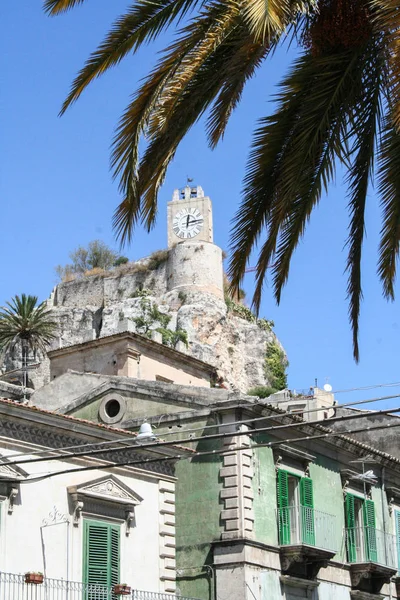 Clock Tower Dominál Város Modica Sicly Olaszország — Stock Fotó