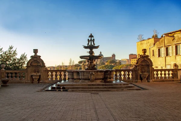 Courtyard Rinascimental Town Hall Viterbo Fountain Landscape City Center Background — Stock Photo, Image