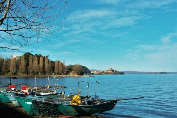 Pohled Burg Rybáři Marta Jezero Bolsena Lazio Itálie — Stock fotografie