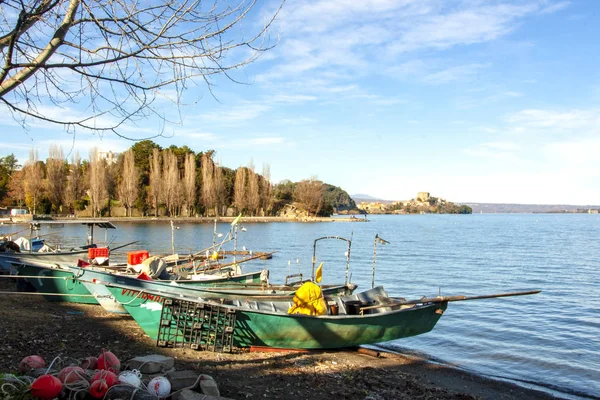 Pohled Burg Rybáři Marta Jezero Bolsena Lazio Itálie — Stock fotografie