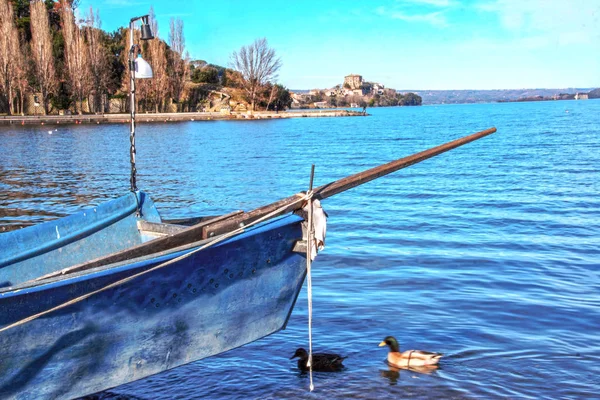 Pohled Burg Rybáři Marta Jezero Bolsena Lazio Itálie — Stock fotografie