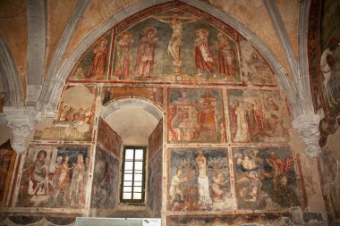 freskler de Romanesk Gotik Kilisesi, San Flaviano Montefiascone, Viterbo, Lazio, İtalya