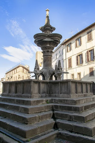 Fontana Grande Gran Fuente Plaza Del Mismo Nombre Viterbo Italia — Foto de Stock