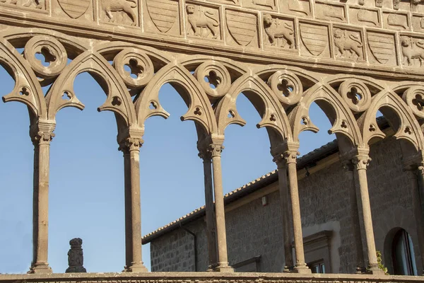 Architettura Medievale Del Palazzo Dei Papi Viterbo — Foto Stock