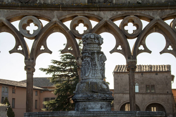 Medieval architecture of palace of Popes at Viterbo, Italy 