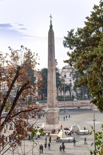 Rome Italië 2018 Weergave Piazza Del Popolo Van Heuvel Het — Stockfoto