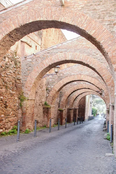 Antica Strada Clivus Scauri Sul Colle Celio Roma — Foto Stock