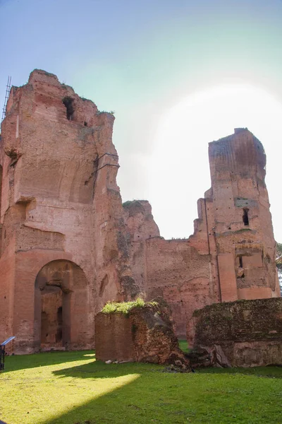 Rzymie 2018 Majestatyczny Kompleks Karakalli Wanny Rzymskie Gorące Źródła Rzym — Zdjęcie stockowe