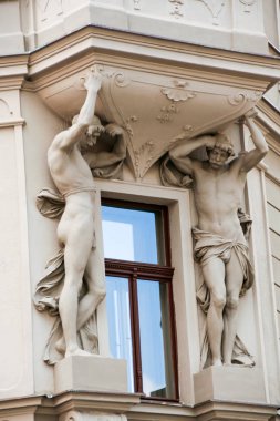   Heykel cephe bir Sarayı Prag, Mala Strana, Prag Çek Cumhuriyeti,