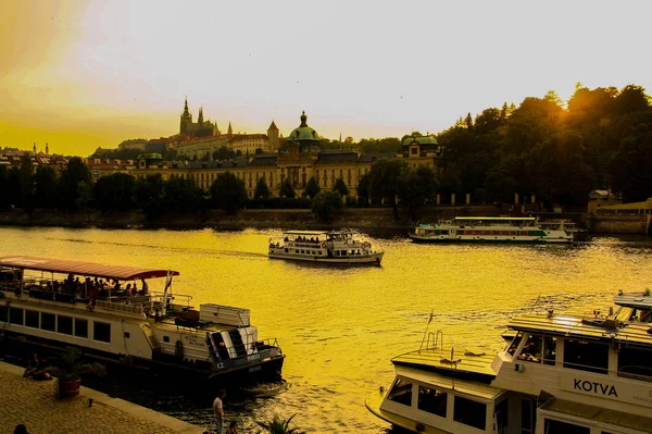 Vue Paysage Urbain Prague Coucher Soleil République Tchèque — Photo