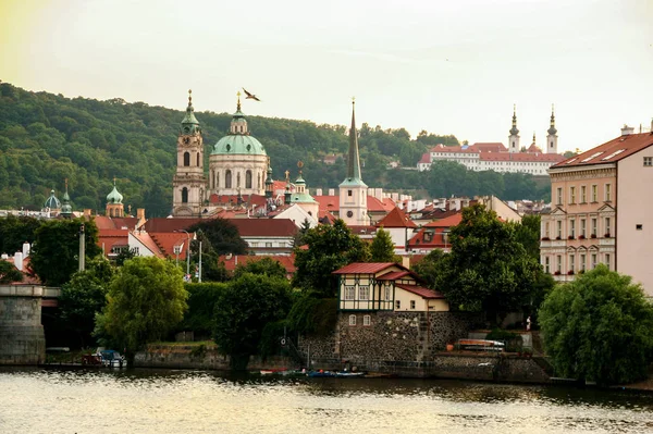 Kilátás Városképet Prague Naplemente Cseh Köztársaság — Stock Fotó