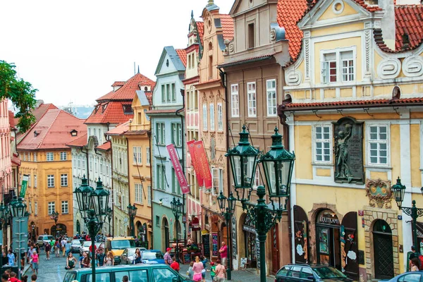 Praga República Checa 2015 Calle Nerudova Una Las Calles Más — Foto de Stock