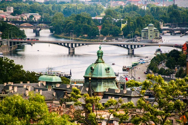 Zobacz Panoramę Pragi Jak Widać Zamku Republika Czeska — Zdjęcie stockowe