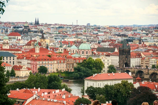 Över Prag Stadsbild Sett Från Slottet Tjeckien — Stockfoto