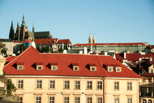 Kilátás Városképet Prague Naplemente Cseh Köztársaság — Stock Fotó