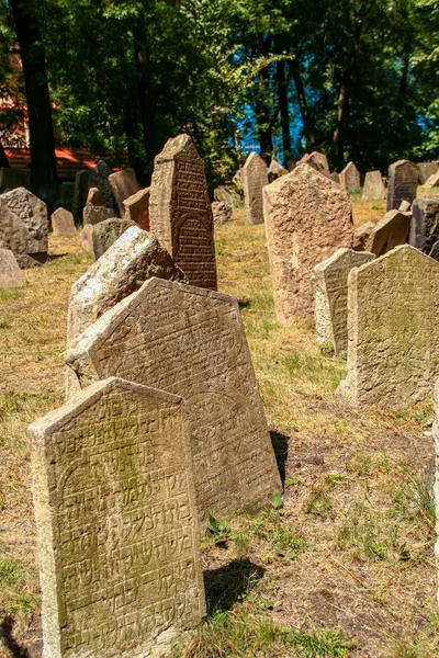 Eski Yahudi Mezarlığı Önemli Yahudi Tarihi Anıtlarından Prag Çek Cumhuriyeti — Stok fotoğraf