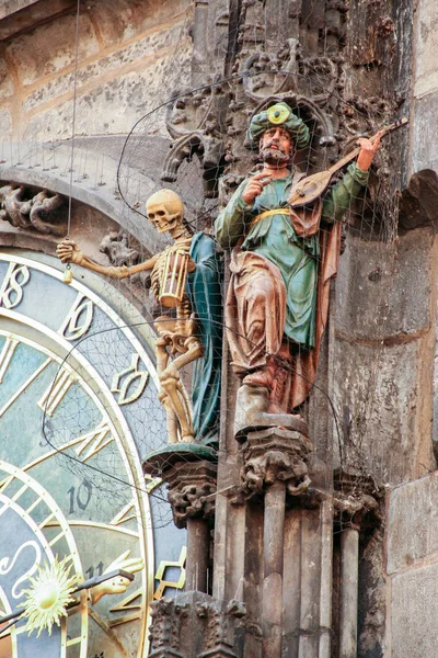 Gotische Church Our Lady Voor Tin Jan Hus Standbeeld Het Stockfoto