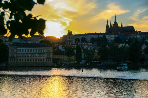 Prague Czech Republic 2015 View Prague Cityscape Sunset Czech Republic — стоковое фото