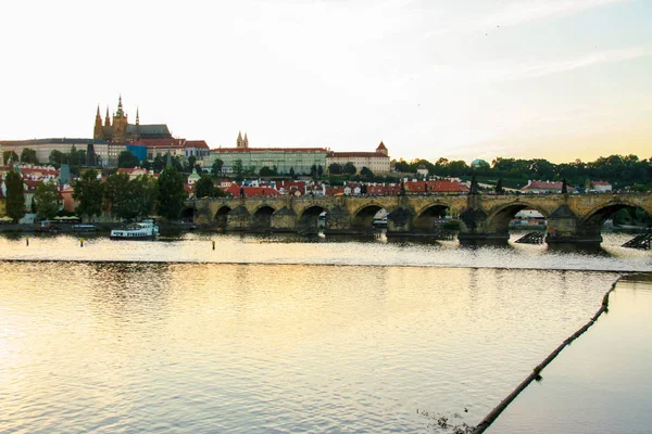 Вид Город Закате Чехия — стоковое фото