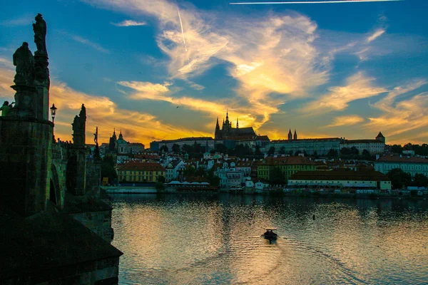 Prag Çek Cumhuriyeti 2015 Prag Görünümü Cityscape Sunset Teki Çek — Stok fotoğraf