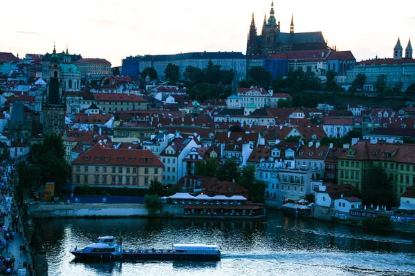 Prag Çek Cumhuriyeti 2015 Prag Görünümü Cityscape Sunset Teki Çek — Stok fotoğraf