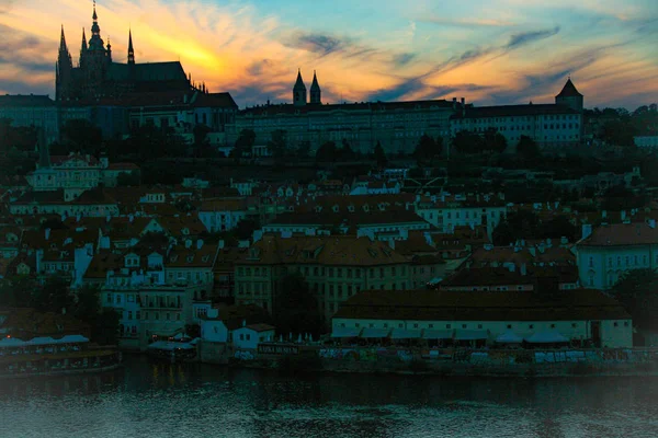 Prague Czech Republic 2015 View Prague Cityscape Sunset Czech Republic — стоковое фото