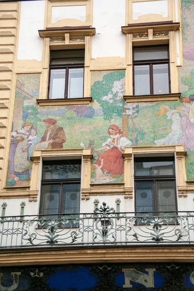 Jugendstilfassade Eines Palastes Prag Mala Strana Prager Republik — Stockfoto