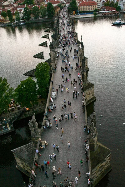 Prague Czech Republic 2015 View Charles Bridge Prague Cityscape Sunset — Stock Photo, Image