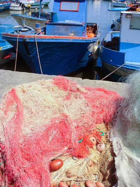 Barcos Pesca Tradicionais Cava Antigo Porto Palermo Sicília Itália — Fotografia de Stock