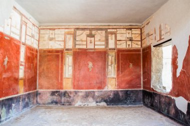 Pompei - 06/22, / 2017 - antik Roma şehir, Pompeii üzerinde freskleri duvar yıkıldı 70 DC vesuvius patlama.