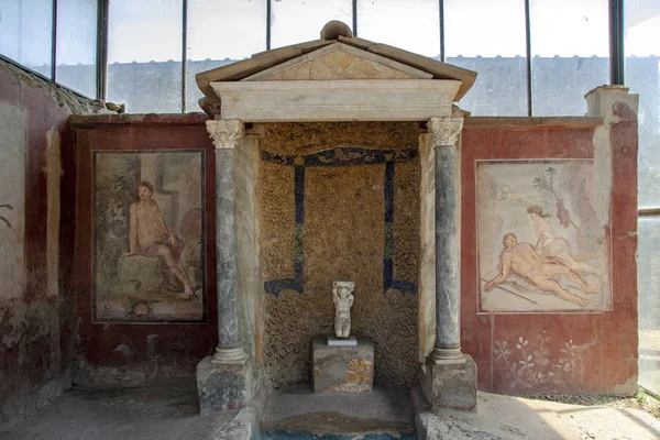 Pompei 2017 Fontana Decorata Una Villa Dell Antica Città Romana — Foto Stock