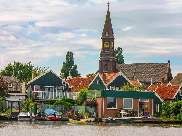 Oude Houten Huizen From19 Eeuw Grachten Zaanse Schans Provincie Noord — Stockfoto